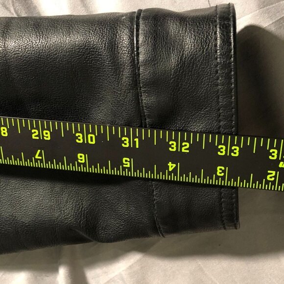 Levis Mens Moto Faux Leather Jacket XL Fauc Fur Black Insulated Collared Snap - Picture 9 of 16